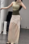 SWAYING/KNIT translucent mesh long skirt SW24SS3B21 gray rice PS81